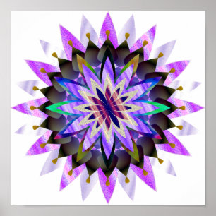 Affiche Mandala Damask Lotus Flower Art élégant