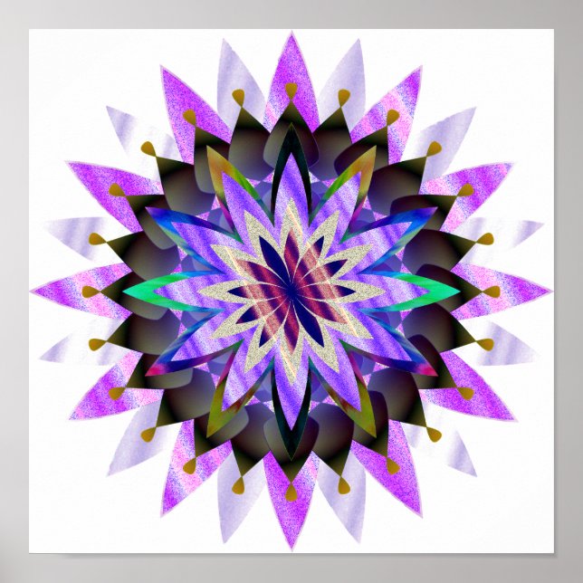Affiche Mandala Damask Lotus Flower Art élégant (Devant)