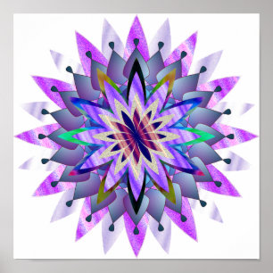 Affiche Mandala Damask Lotus Flower Art élégant