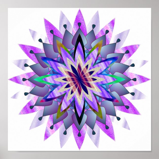 Affiche Mandala Damask Lotus Flower Art élégant (Devant)