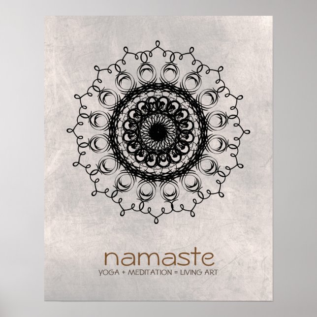 Affiche Mandala Damask Namaste Méditation Yoga (Devant)
