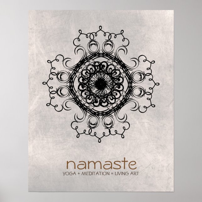 Affiche Mandala Damask Namaste Méditation Yoga (Devant)
