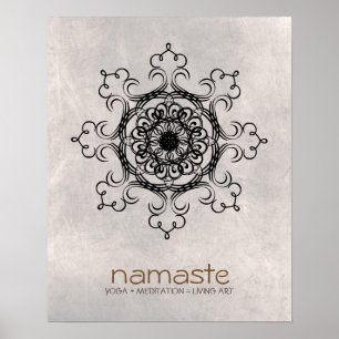 Affiche Mandala Damask Namaste Méditation Yoga
