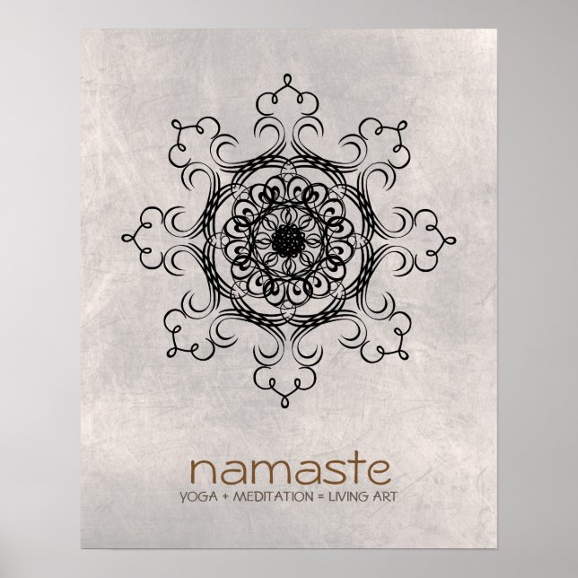 Affiche Mandala Damask Namaste Méditation Yoga (Devant)