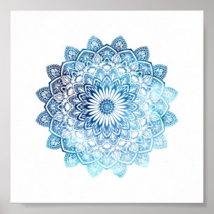 Affiche Mandala d'aquarelle de bleu d'océan