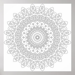 Affiche Mandala de Bagues Superposées à Filigrane Floral I