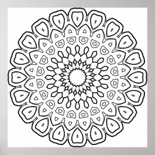Affiche Mandala de bande à pétale géométrique avec symétri