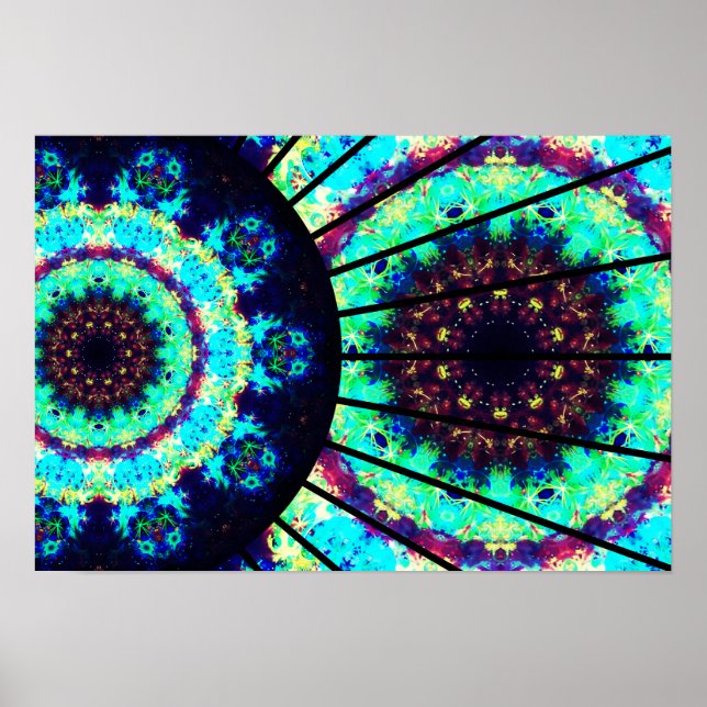 Affiche Mandala de cellule fluorescente détaillée (Devant)