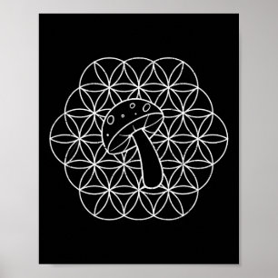 Affiche Mandala de champignon Géométrie sacrée Mycologie C