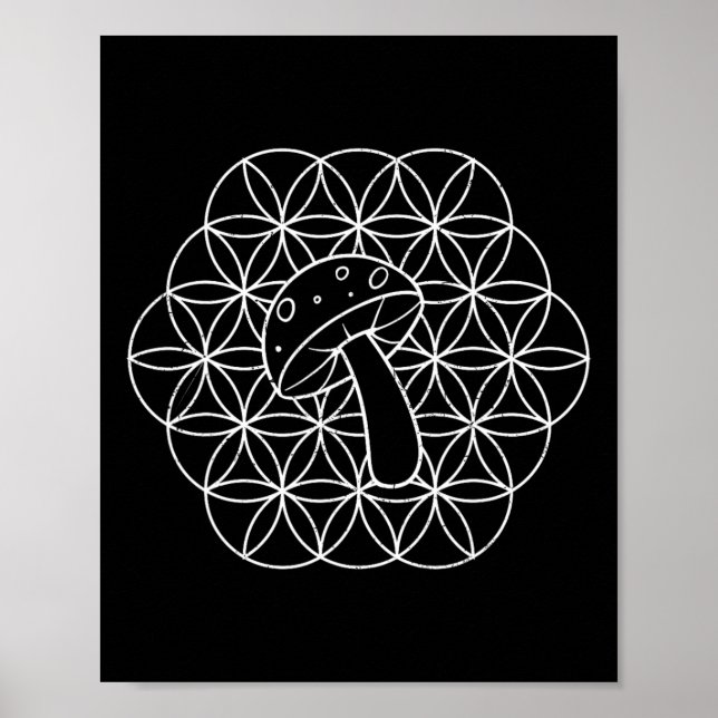 Affiche Mandala de champignon Géométrie sacrée Mycologie C (Devant)