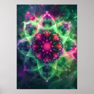 Affiche Mandala de Fleur de Neon Cosmique