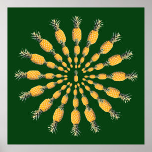Affiche mandala de fruits d'ananas
