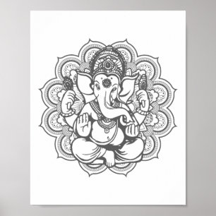 Affiche Mandala de Ganesha Dieu hindou Hindouisme Cadeau d