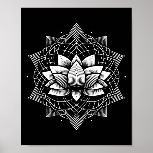 Affiche Mandala de la fleur de lotus Géométrie sacrée Art  (Devant)