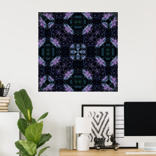 Affiche Mandala de la galaxie néon avec lueur futuriste