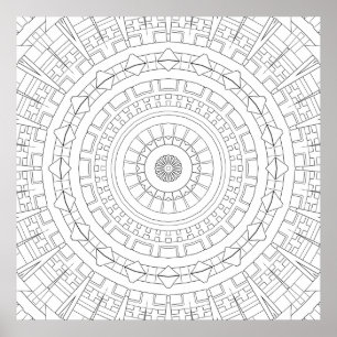 Affiche Mandala de l'anneau mécanique Précision de l'art d