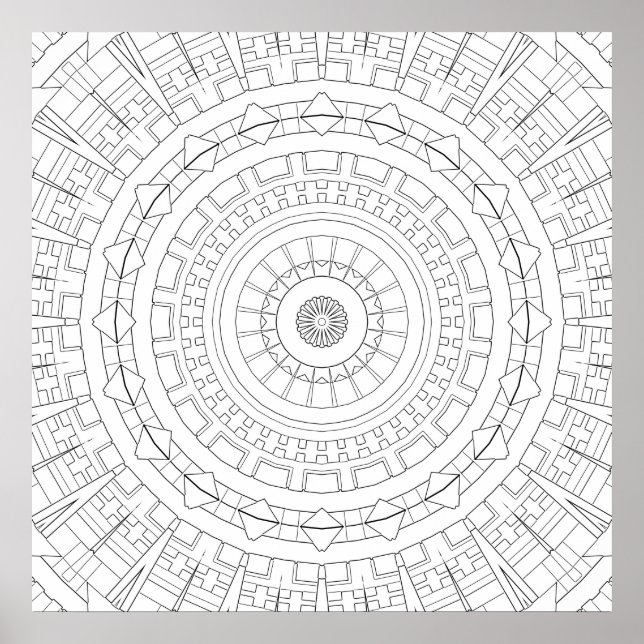 Affiche Mandala de l'anneau mécanique Précision de l'art d (Devant)