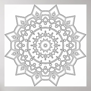 Affiche Mandala de l'étoile à pétales en couches avec des