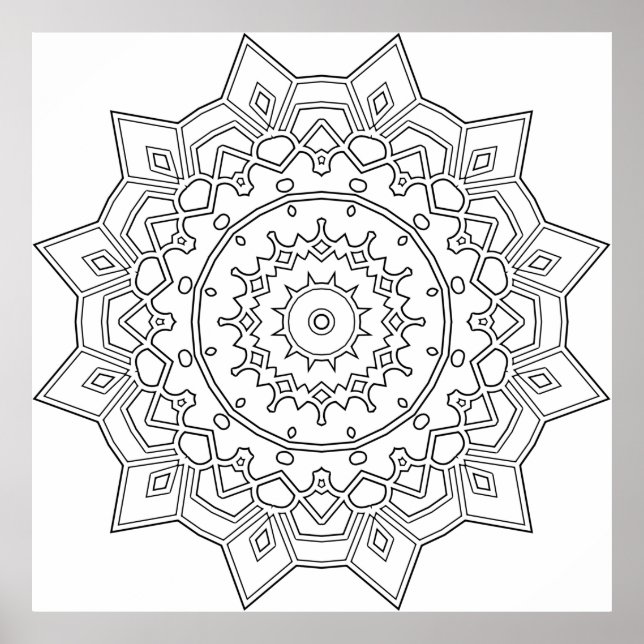 Affiche Mandala de l'étoile à pétales en couches avec des  (Devant)