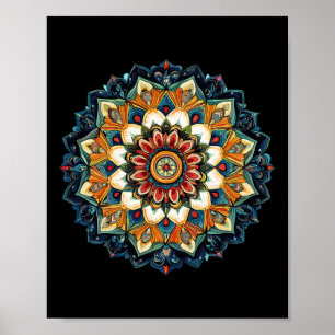 Affiche Mandala de l'explosion florale bohème pour la médi