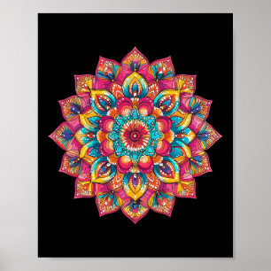 Affiche Mandala de lotus de méditation sacrée colorée