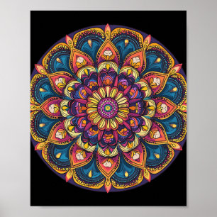 Affiche Mandala de lotus sacré Bohème méditation de yoga