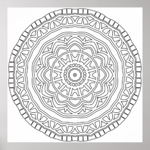 Affiche Mandala de médaillon tribal à couches avec art de