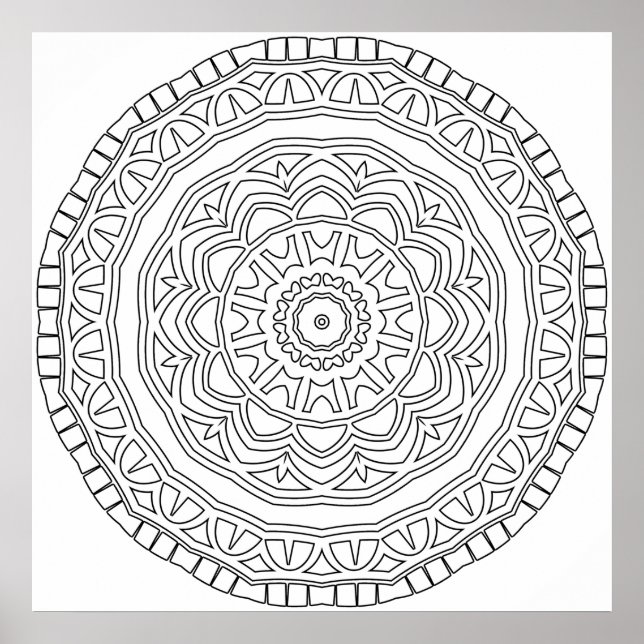 Affiche Mandala de médaillon tribal à couches avec art de  (Devant)