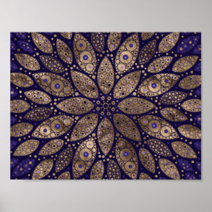 Affiche Mandala - Dot Art - Purple and Gold