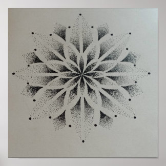 Affiche mandala dotwork moderne noir et blanc