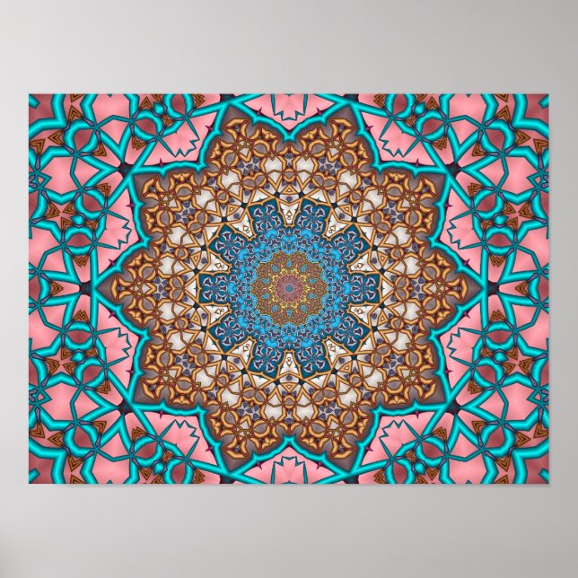 Affiche Mandala du soleil floral (Devant)