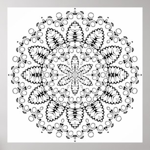 Affiche Mandala Éclat Botanique avec Dessin de Couronne de