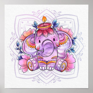 Affiche Mandala Elephant/Ganesh