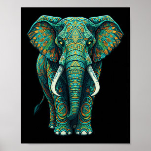 Affiche Mandala Éléphant Spirituel Zen Art Pleine Conscien