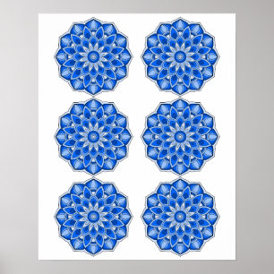 Affiche Mandala en bleu