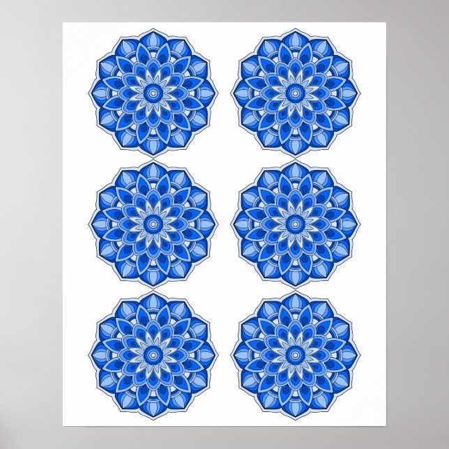 Affiche Mandala en bleu (Devant)