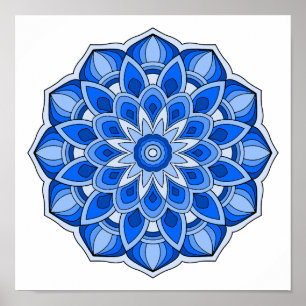 Affiche Mandala en bleu