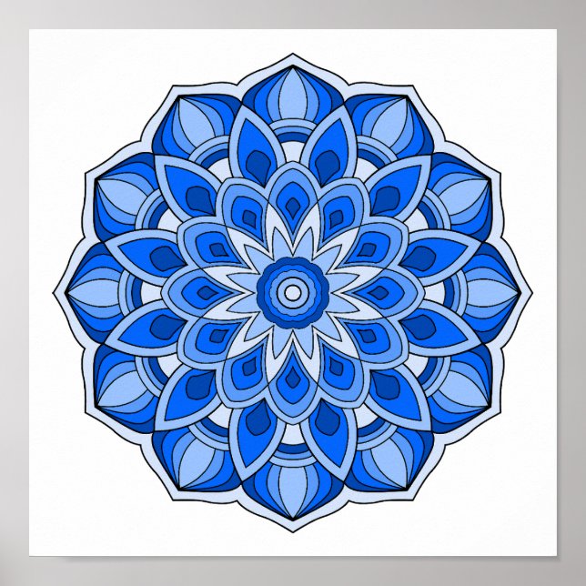 Affiche Mandala en bleu (Devant)