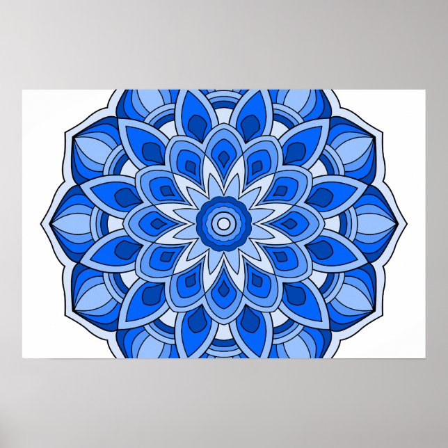 Affiche Mandala en bleu (Devant)