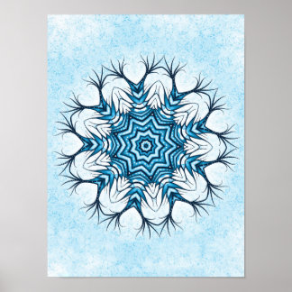 Affiche Mandala en Blue Winter Art Abstrait