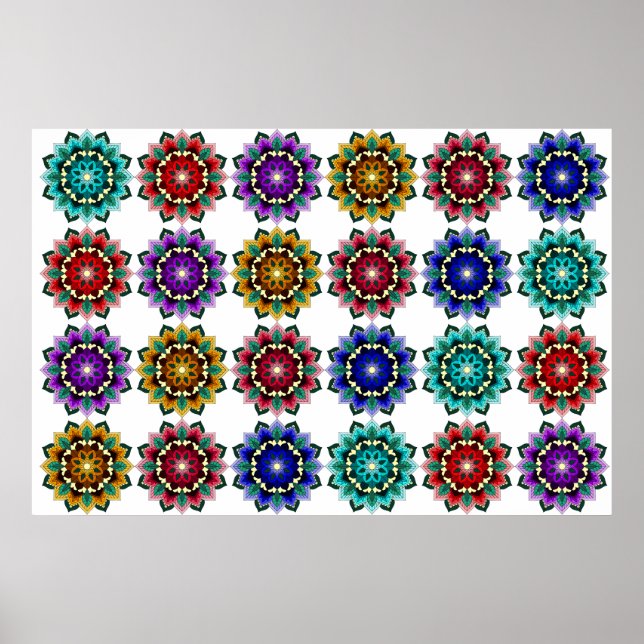 Affiche Mandala en différentes couleurs (Devant)