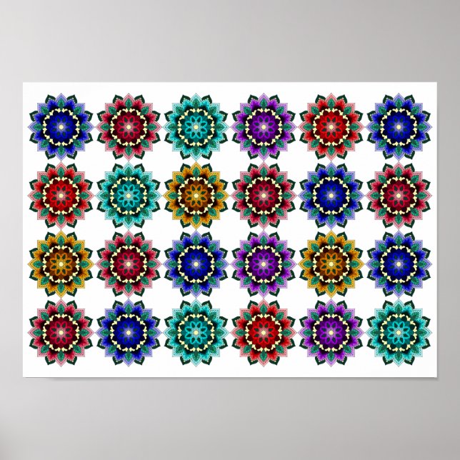 Affiche Mandala en différentes couleurs (Devant)