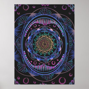 Affiche Mandala en fleur galactique