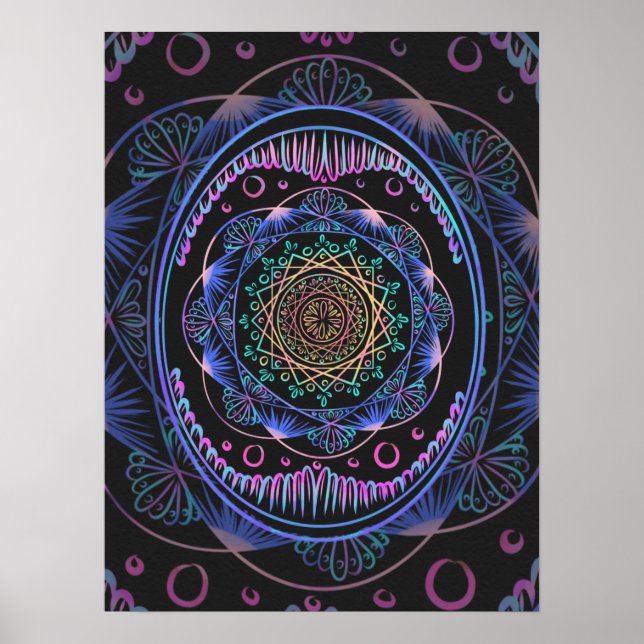 Affiche Mandala en fleur galactique (Devant)