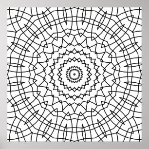 Affiche Mandala en spirale géométrique avec lignes angulai
