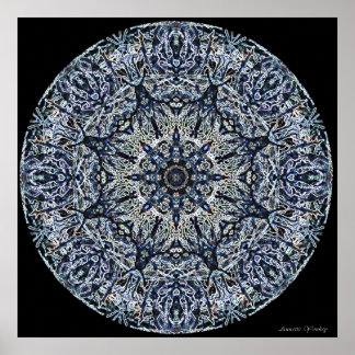 Affiche Mandala en verre de couleur bleu
