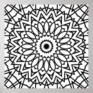 Affiche Mandala étoile à pétales en couches avec motif à l