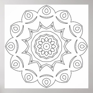 Affiche Mandala étoilé ornemental avec encadrement à motif