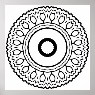 Affiche Mandala floral concentrique avec bordure en halo z