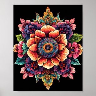 Affiche Mandala floral de lotus sacré pour la méditation s